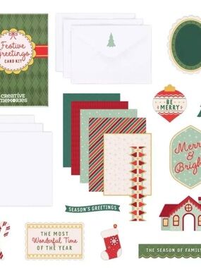 Creative Memories Festive Greetings Card Kit - Green, Red, White, Gold